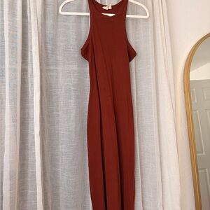 Sezane Midi Dress in Rust Brown
